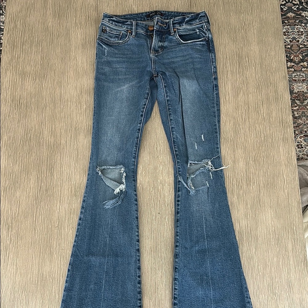 Dear John Distressed Medium Blue Flare Jeans